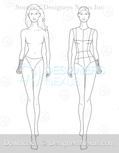 046 fashion croqui template female preview