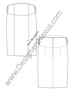 048 High Waist Skirt Flats Technical Drawing for Fashion Free