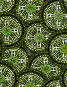 047 green medallion digital pattern print