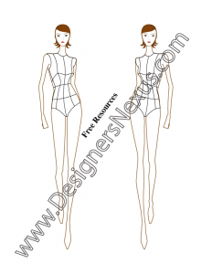 049- free fashion croquis template walking pose