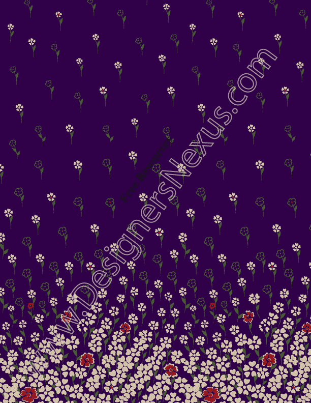 050- floral border print textile design pattern swatch