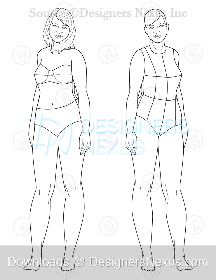 050 fashion croqui template female preview