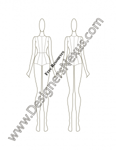 050- front figure pose fashion croqui template