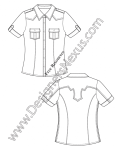 050 short sleeve western shirt flat fashion sketch template