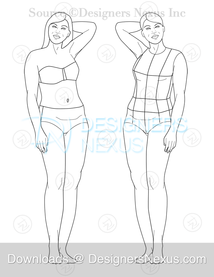 Fashion Illustration Downloadable Printable Croquis: Face and Head