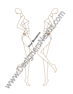 054- side pose free fashion croqui figure template