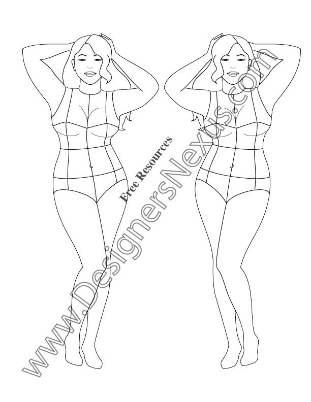 af tankskib forhåndsvisning Female Croquis: 60+ Free Fashion FIgure Templates