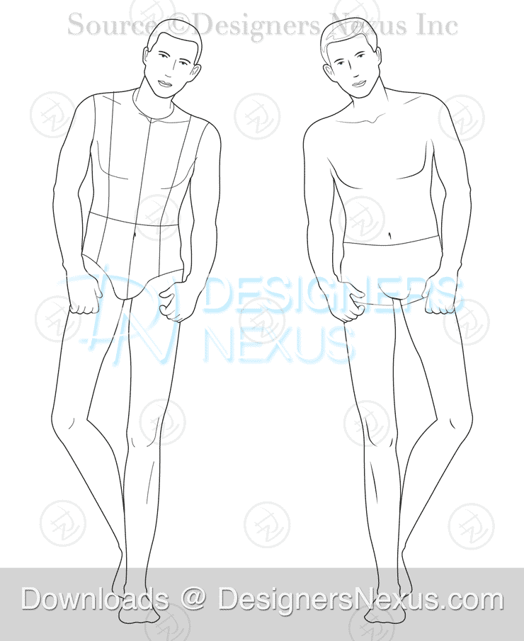 11 Male Fashion Figure Templates - Croquis Templates For Fashion  Illustrations - 9 Heads - Design Cuts