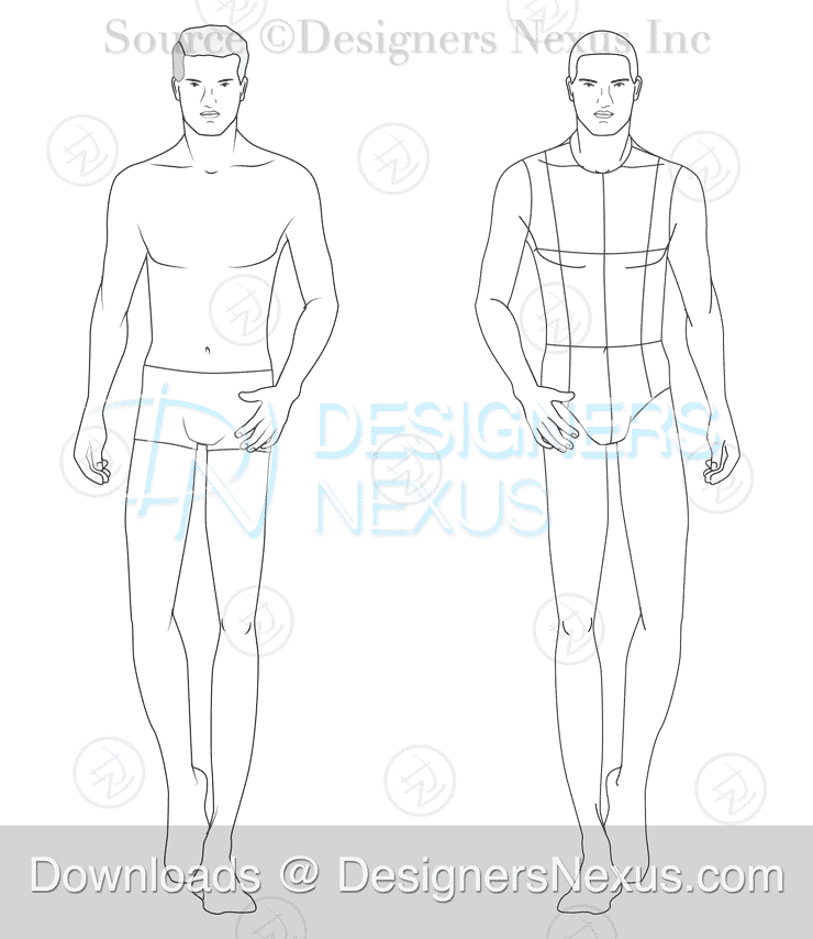 Fashion Croquis Male Figure Template 058 Designers Nexus