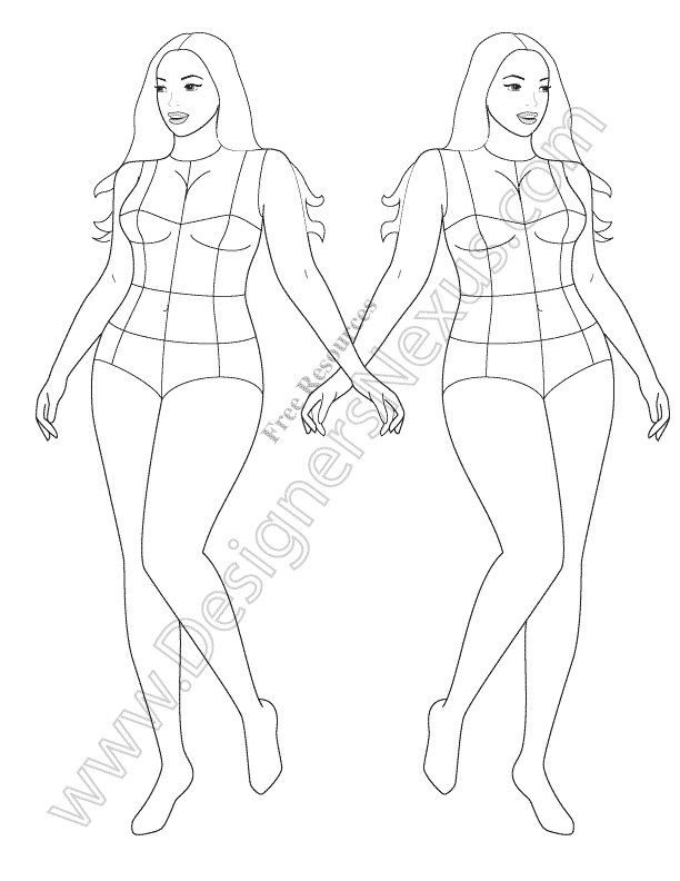 Plus Size Female Figure Templates For Fashion Illustrations - Design Cuts