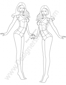 062-Side-pose-Free-Fashion-Figure-Croqui-Template-vector