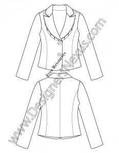 064- pintuck bib blazer illustrator fashion flat sketch template