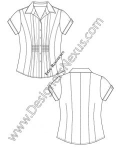 064- smocked front blouse top flat fashion sketch template illustrator