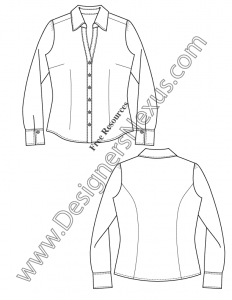 072 classic long sleeve blouse free flat fashion sketch illustrator