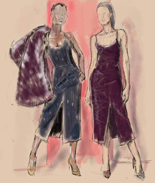 Fashion Illustration 068, freehand sketch of cocktail dresses