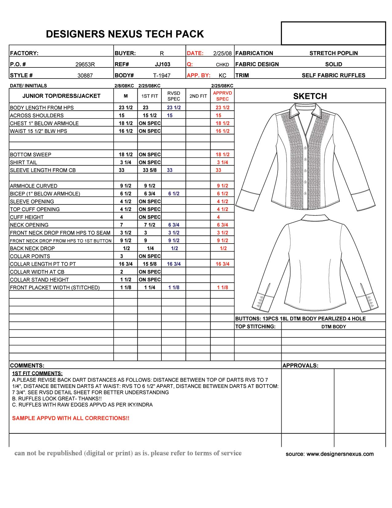 Fashion Design Measurement Chart