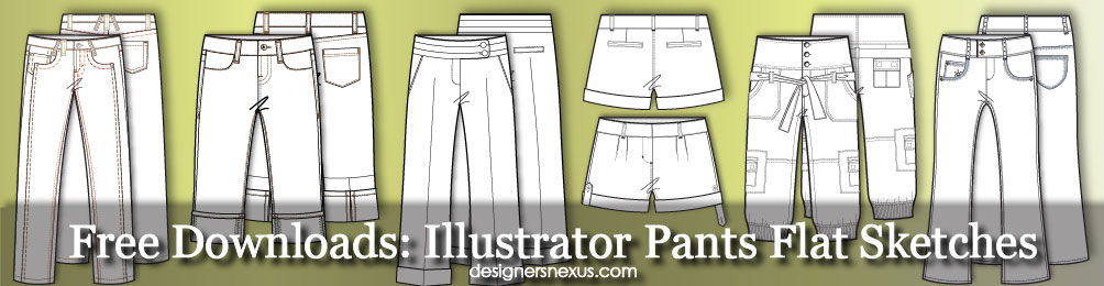 illustrator fashion templates free pants flat sketches