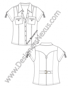 075- short sleeve blouse top flat fashion sketch