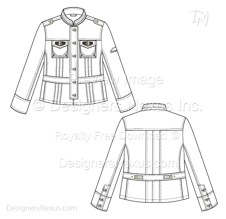 flat fashion sketch blazer 018 download preview