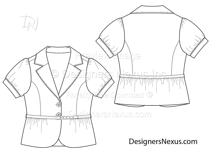 flat fashion sketch blazer 023 preview