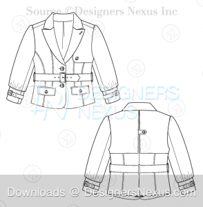 flat fashion sketch blazer 027 preview image