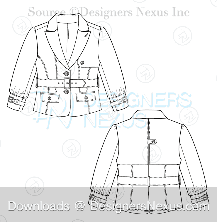 flat fashion sketch blazer 027 preview image