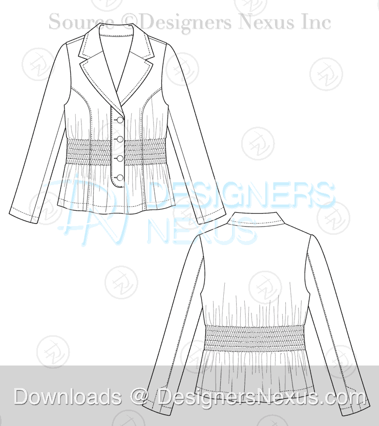 flat fashion sketch blazer 028 preview image