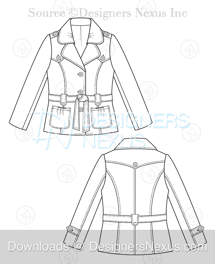 flat fashion sketch blazer 029 preview