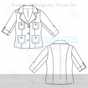 flat fashion sketch blazer 032 preview image