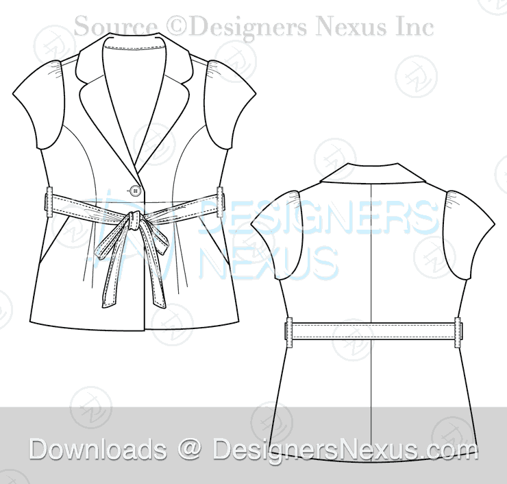 flat fashion sketch blazer 033 preview image