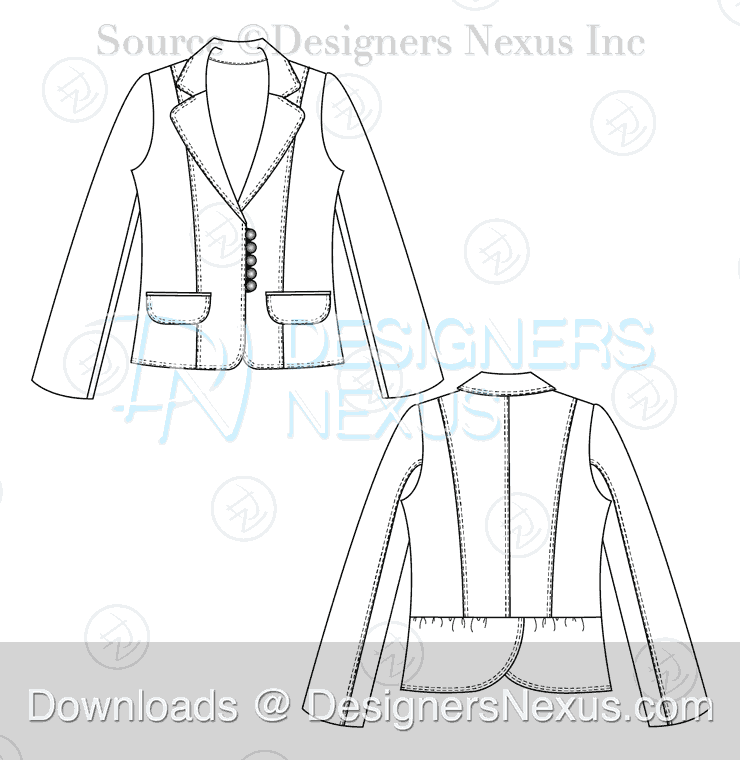Fashion Sketches tailored blazer template 036 preview image
