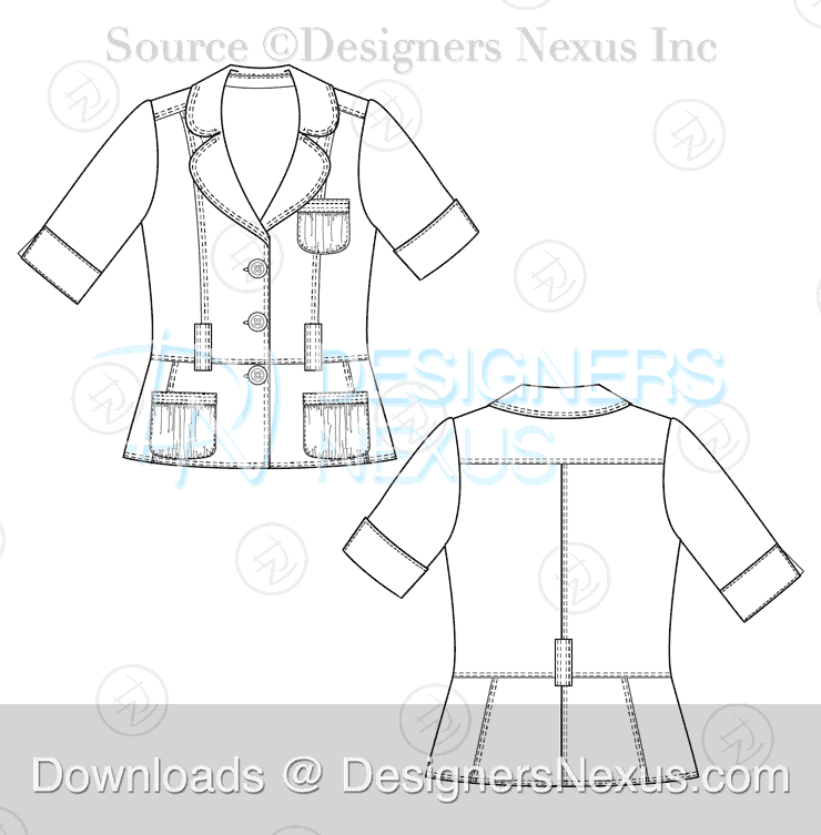 Illustrator Fashion Sketches - Blazer Template 045 - download