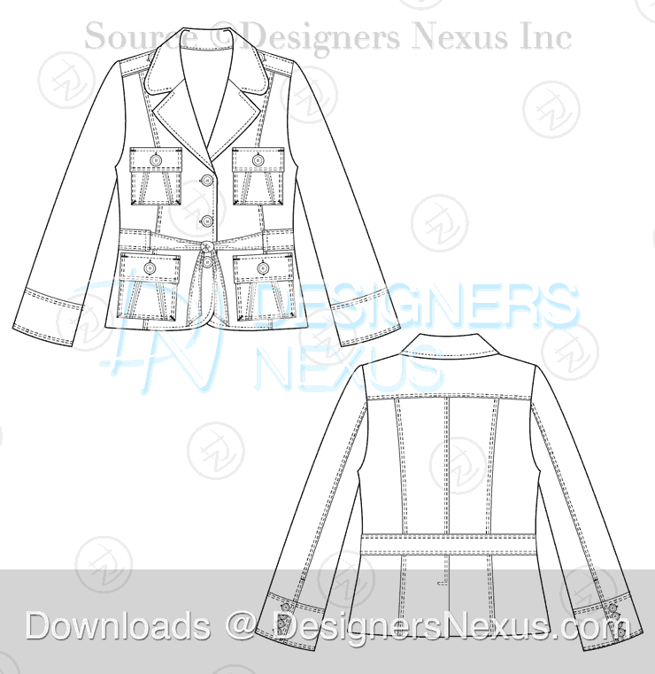 Illustrator Fashion Sketches - Blazer Template 052 - download