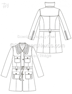 Flat Fashion Sketches: Coat Template 015