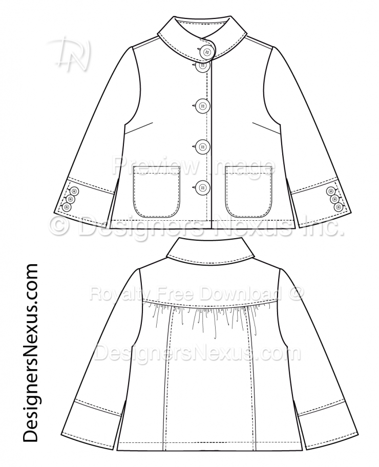 Flat Fashion Sketches: Coat Template 021 - Designers Nexus