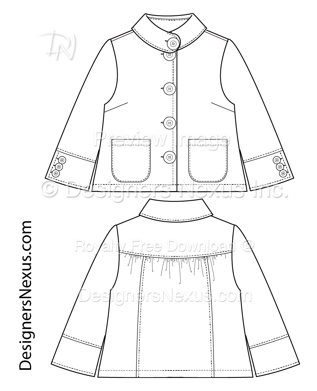 flat fashion sketch coat 021 downloads preview