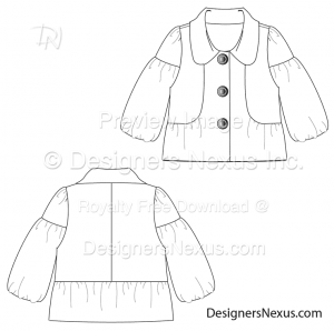 flat fashion sketch coat 022 preview