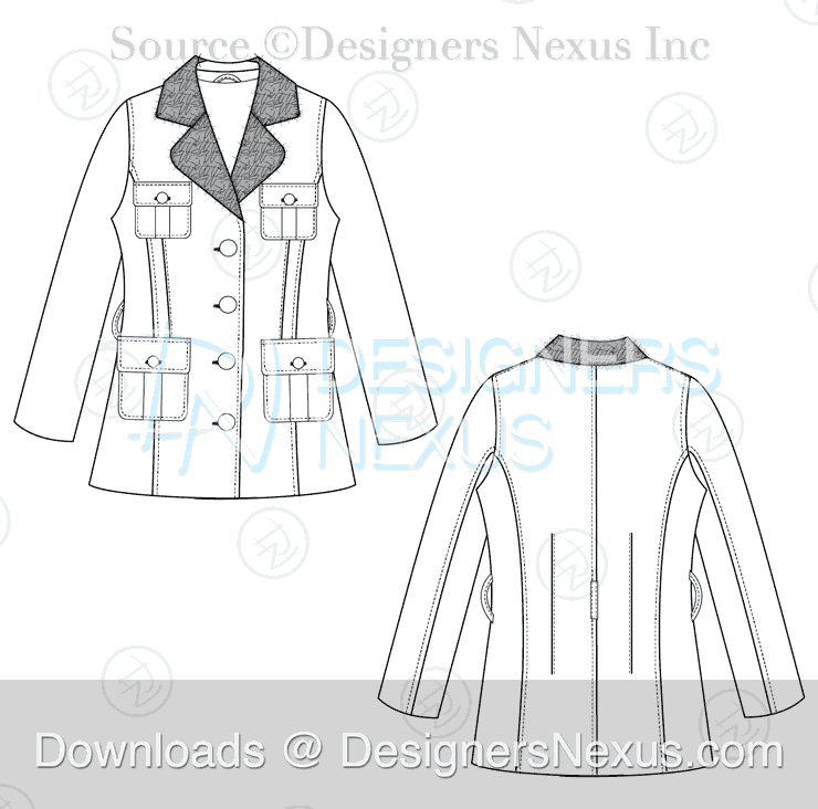 flat fashion sketch coat 025 preview image