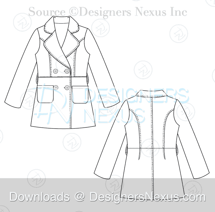 flat fashion sketch coat 027 preview image