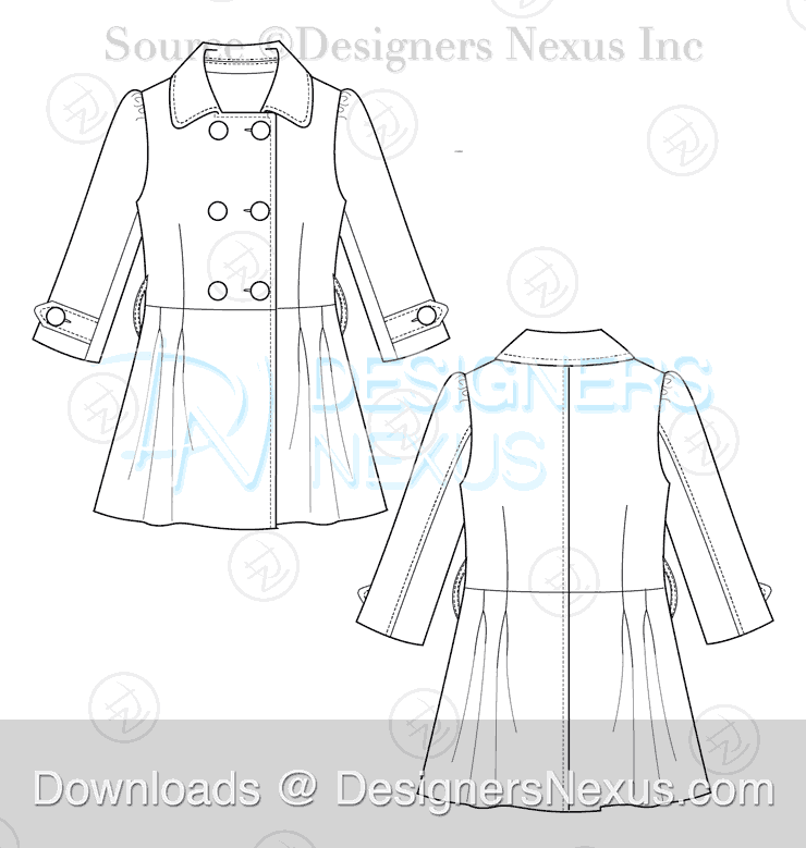 flat fashion sketch coat 030 preview image