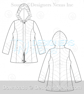 flat fashion sketch coat 032 download preview image