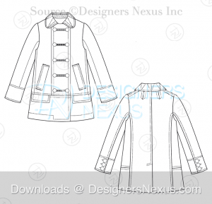 flat fashion sketch coat 033 download preview
