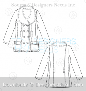 flat fashion sketch coat 034 preview image