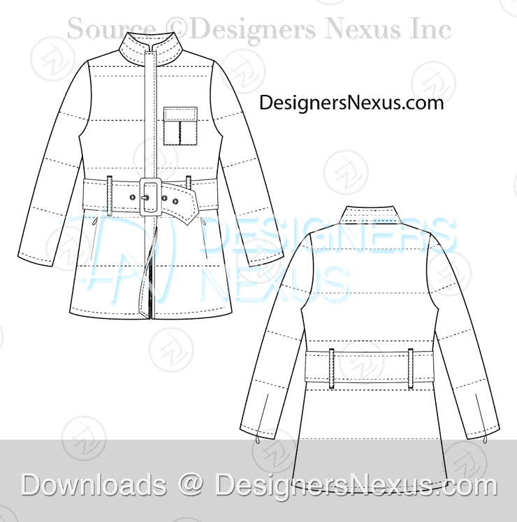 flat fashion sketch coat 035 preview image