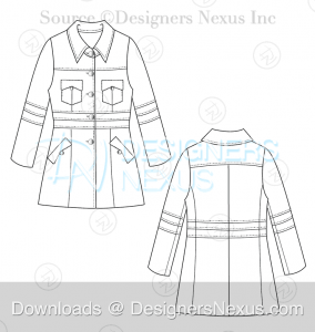 flat fashion sketch coat 036 preview image