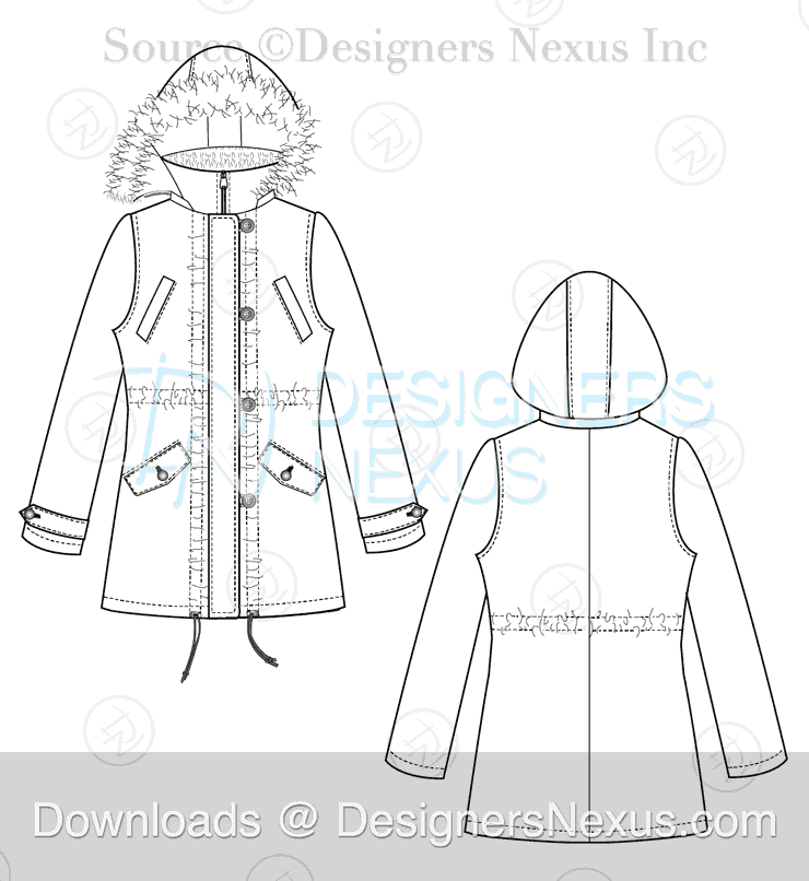 flat fashion sketch coat 038 preview image