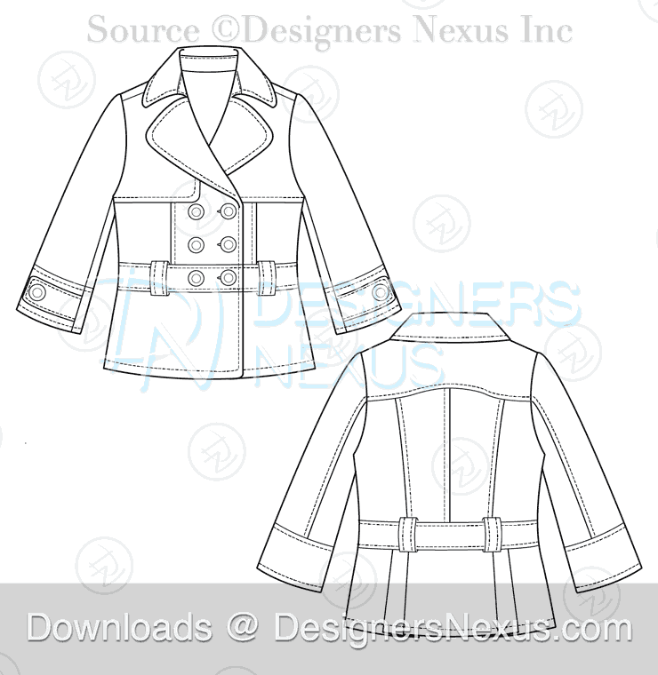 flat fashion sketch coat 040 preview image