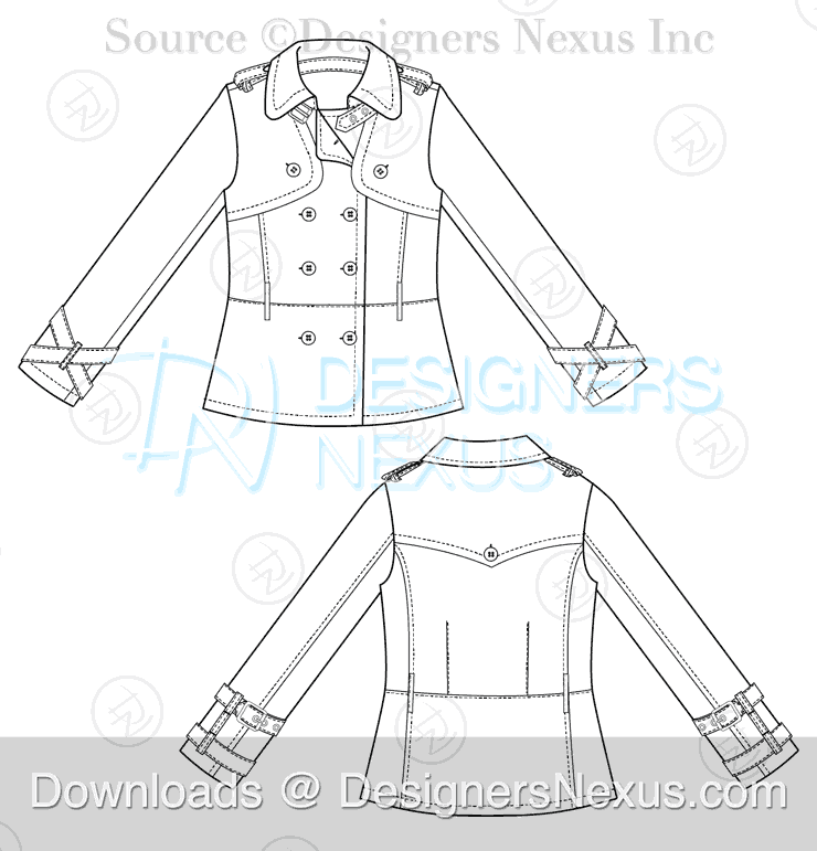 flat fashion sketch coat 041 preview image