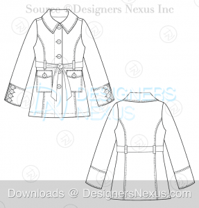 flat fashion sketch coat 042 preview image