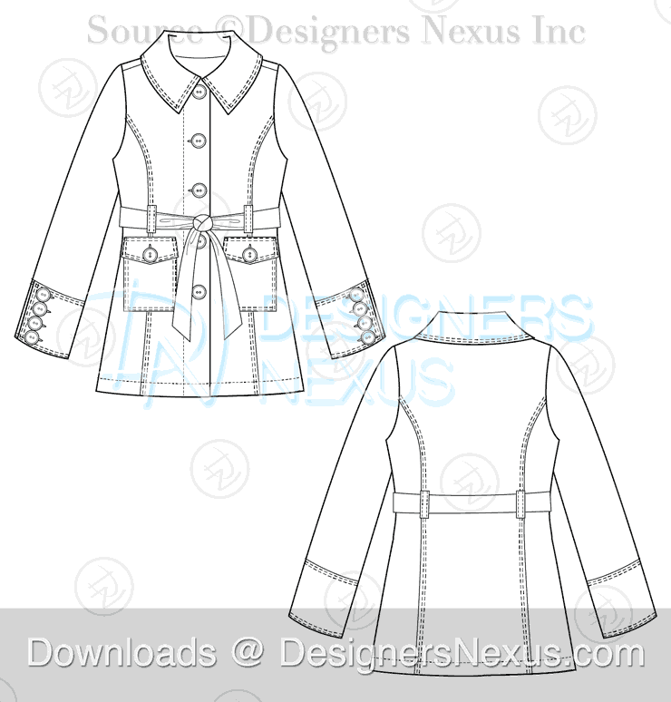 flat fashion sketch coat 042 preview image